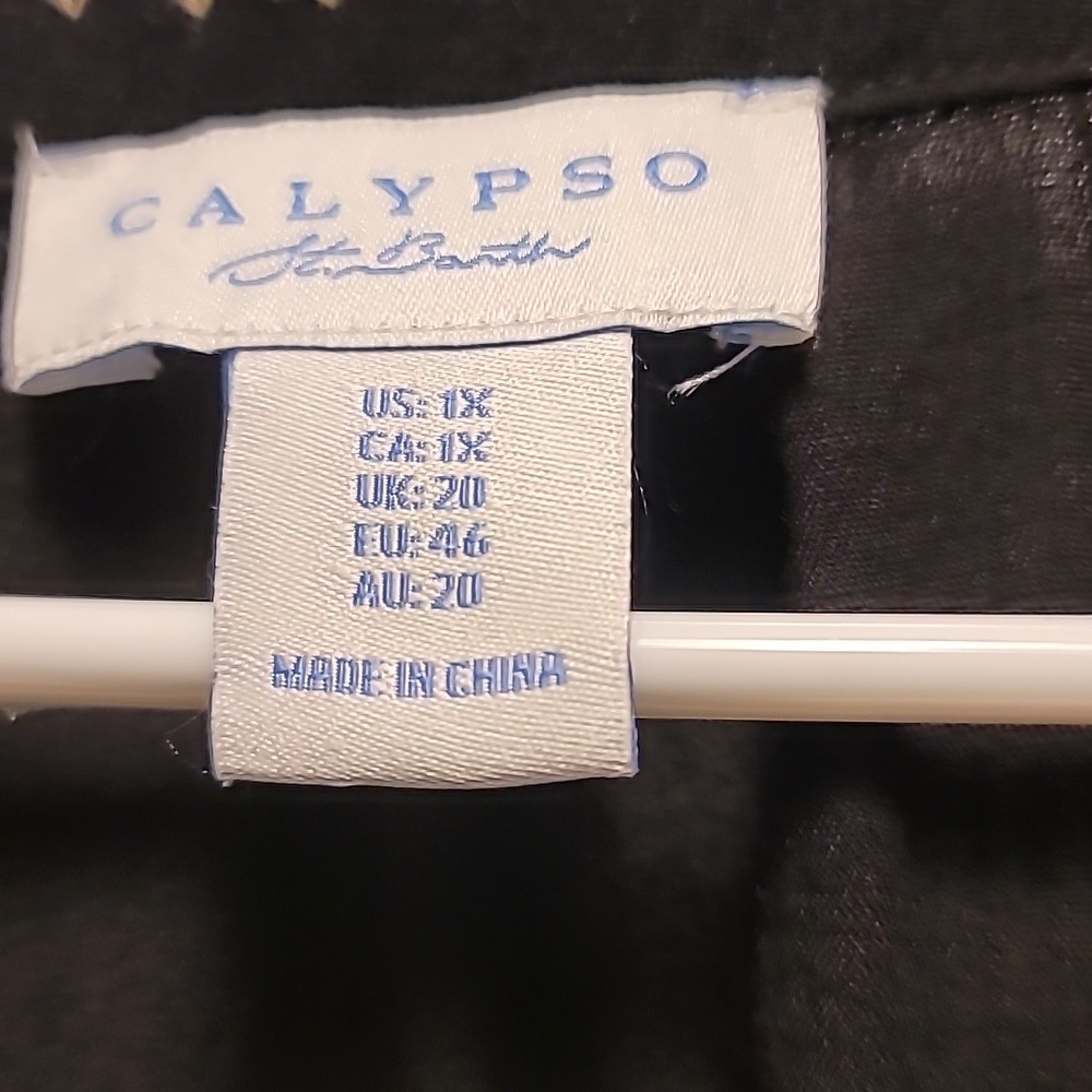 Calypso St Barth Black And Gold Peasant  Embroidery Top Sz 1X - Picture 3 of 7